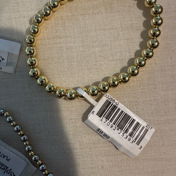 Brand New Set/4 Bead Stretch Bracelets. 2 Gold, Silver, & mixed Gold and Silver - Picture 10 of 16